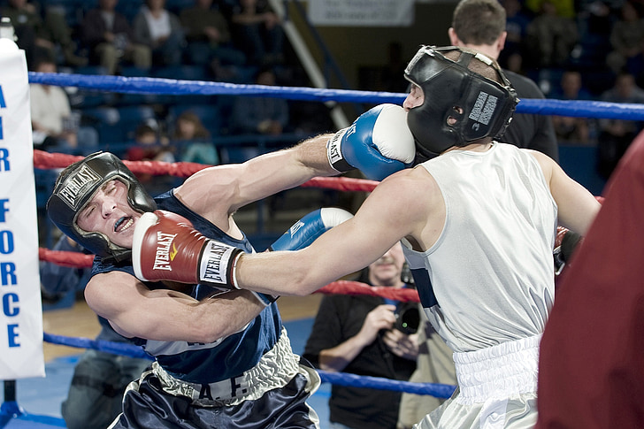 boxers, males, boxing, sport, fitness, glancing blow, ring