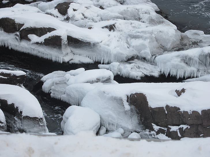 ice, rock, petty harbour, winter, nature, frost, cold