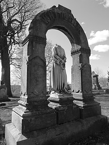 Cementerio, Monumento, sin cabeza, estatua de, arco, Cementerio, lápida mortuaria