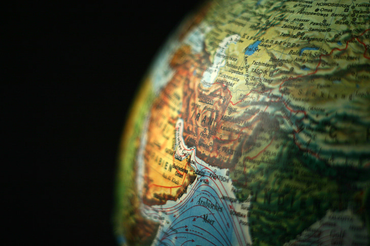 Globe, l’Asie, Iran, continents, Terre, monde, mondialisation