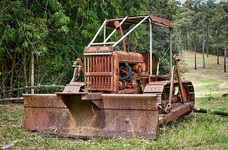 bulldozer, rusten, byggeri, traktor, Earthmover, gravemaskine, maskiner