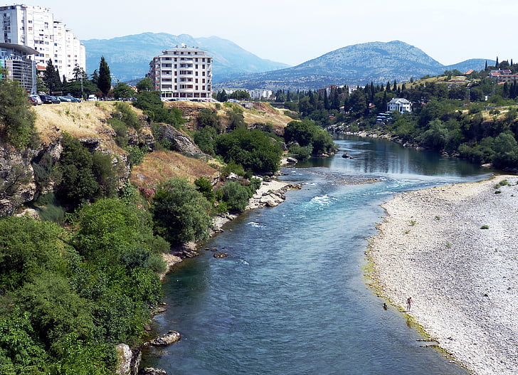 Podgorica, Montenegro, staden, huvudstad, Balkan, floden, bergen