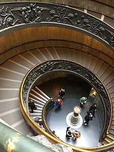Vaticà, passos d'espiral, Roma, escala, vell, italià, a la planta baixa