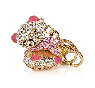 photo, gold, diamond, bear, accessory, Teddy Bear, Key Ring
