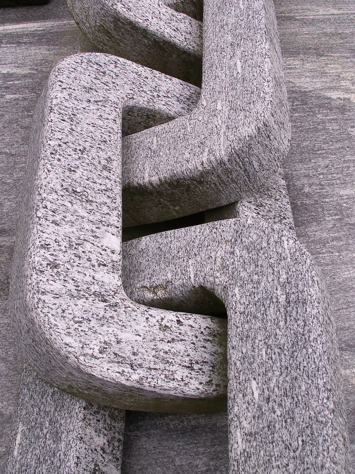 granit, kæde, sten, grå, kunst, skulptur, monument