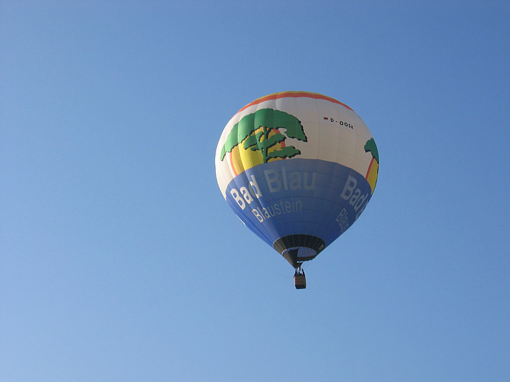 Horkovzdušný balón, v zajetí balónek, modrý kámen, vana modrá, inzerce, inzerce, obloha