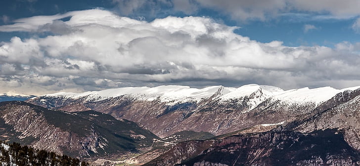paisagem, cênica, gama de montagem, nuvens, Pyrénées, Espanha, Pedraforca