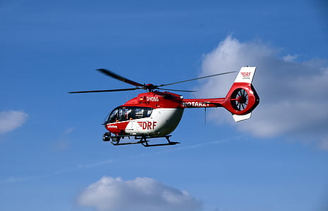 hélicoptère, missions de secours aérien, hélicoptère de sauvetage, hélicoptère ambulance, rouge, rouge blanc, mouche