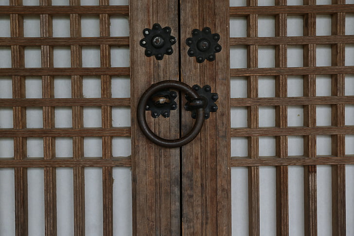 tradicional, República da Coreia, lua, Korean tradicional, aldrava, as portas ao vivo, arquitetura