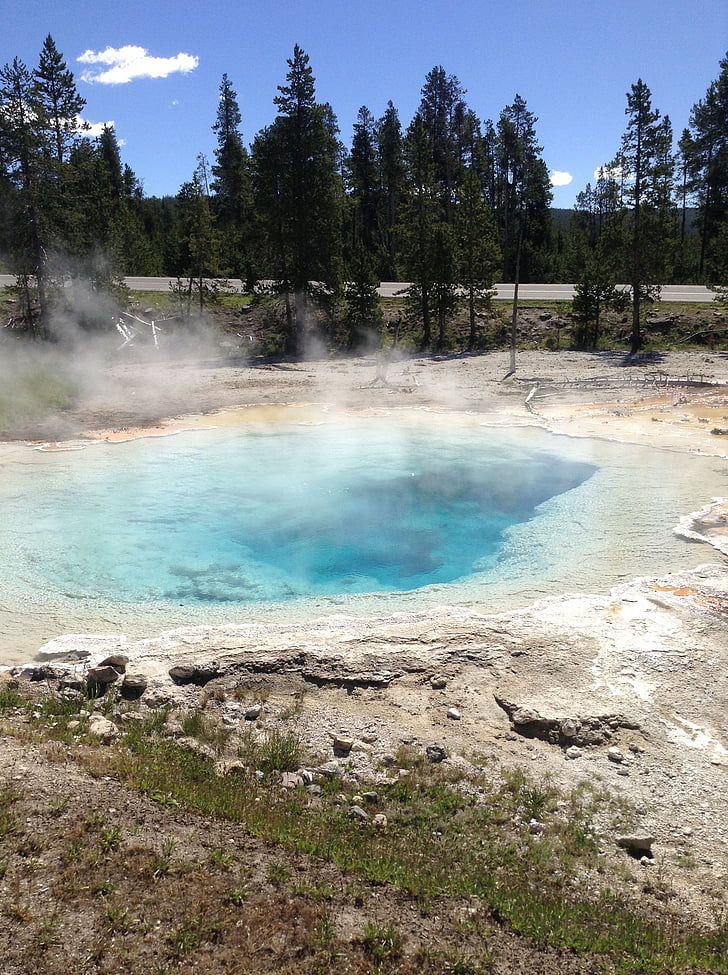 jurang, Yellowstone, cekungan, biru, warna, letusan, terkenal