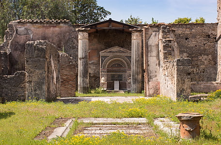 pompeii, pompei, columnar, fountain, home, excavation, ancient romans