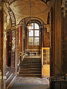 Palacio de Drottningholm, entrada, escalera, escaleras, aparición, arquitectura, edificio