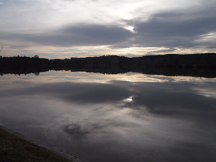 baerensee, kaufbeuren, lake, germany, water, calm, reflection