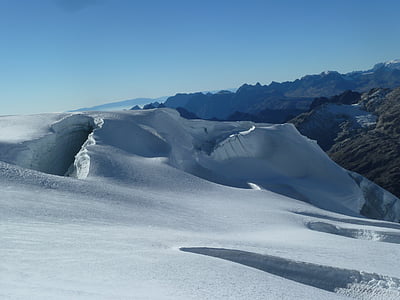 冰川, 裂缝, huyana 波托西, 玻利维亚, 冰山, 雪, 山