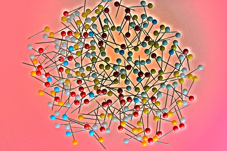 pins, needles, color, colorful