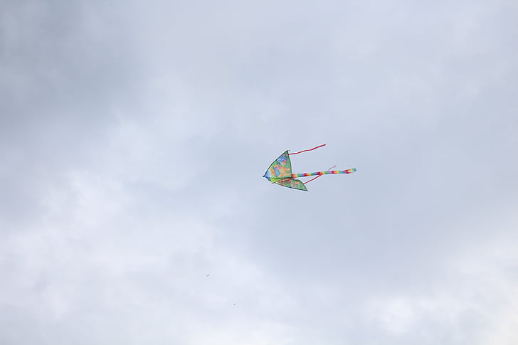 kite, sky, color, flying, air, parachute, parachuting