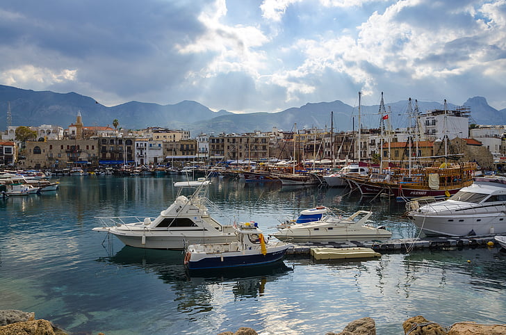 Chypre, Kyrenia, ville, méditerranéenne, paysage, voyage, bateau