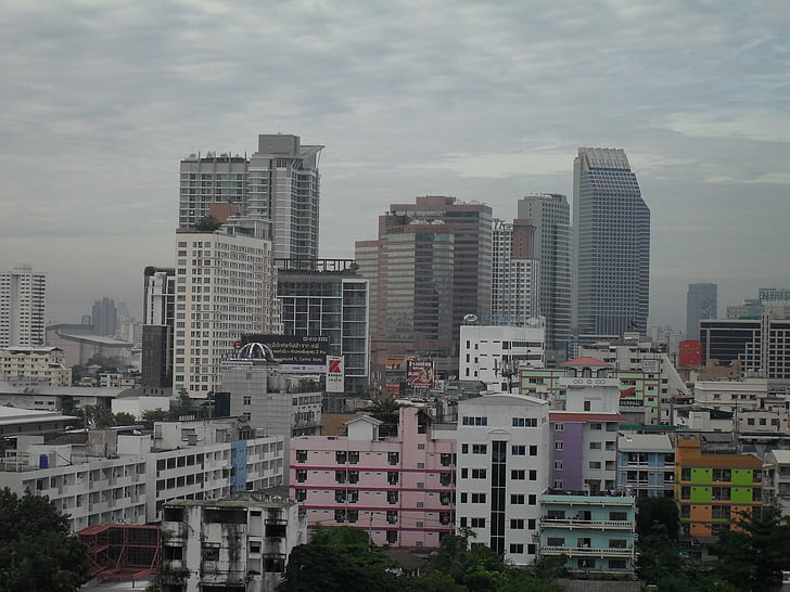 Panorama, Bangkok, Thajsko, mrakodrap, Architektura, městský, budova