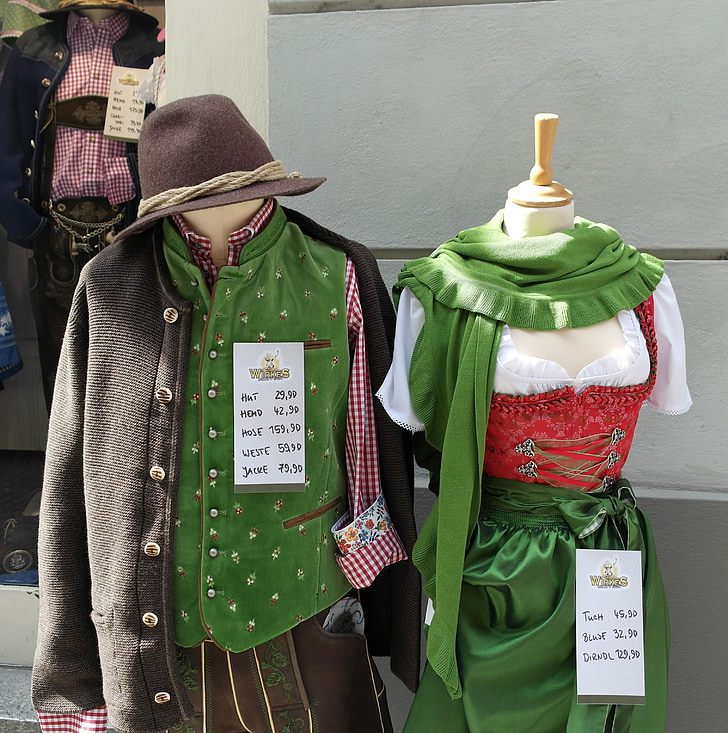 Odzież, kostium, tradycja, celne, Dekoracja, Bawaria, kapelusz