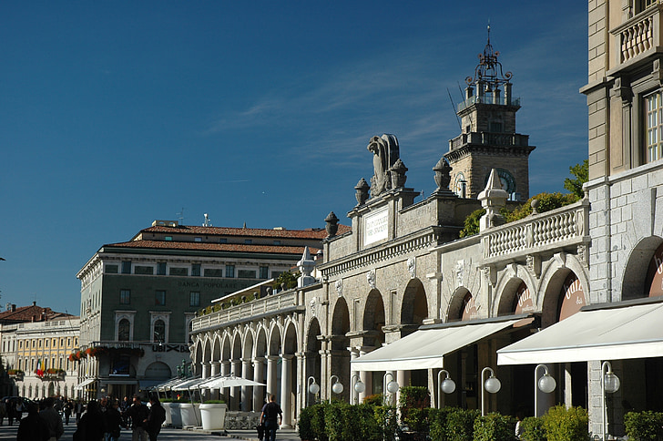 Bergamo, Italija, mestni trg, arhitektura, stavbe, mejnik, mesto
