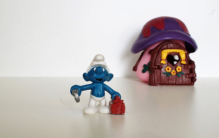 Smurf, Smurfarna, Figur, leksaker, dekoration, samla in, blå