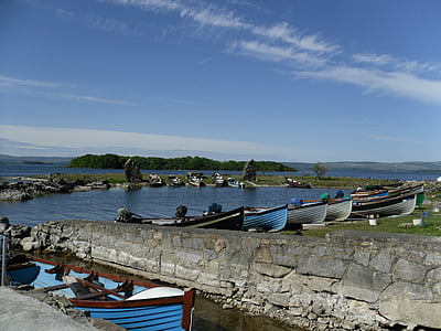 Ирландия, графство Голуэй, воды, озеро, лодки, живописные, Морские судна
