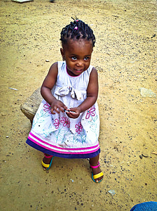 dziecko, Dziewczyna, Afrykańska, czarny, ładny, Ghana