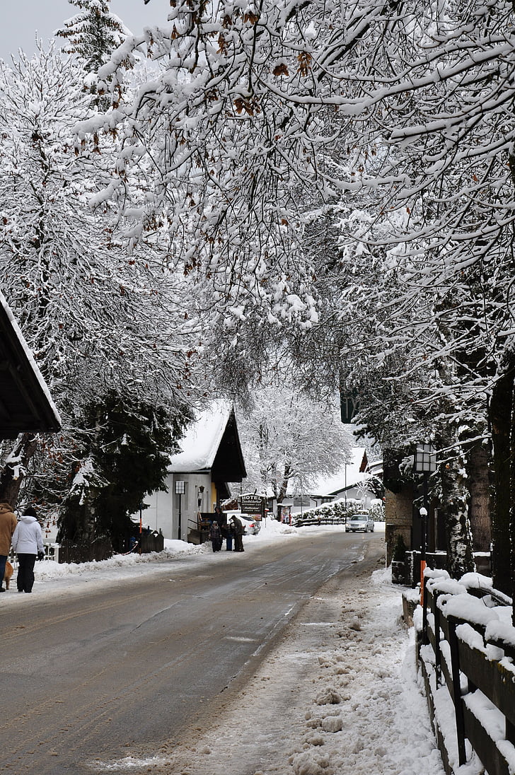 ceļu satiksmes, sniega, balta, kalns, Tirol