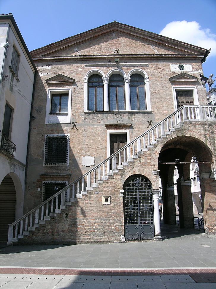 Iglesia, Venecia mestre, escalera, arquitectura, calle
