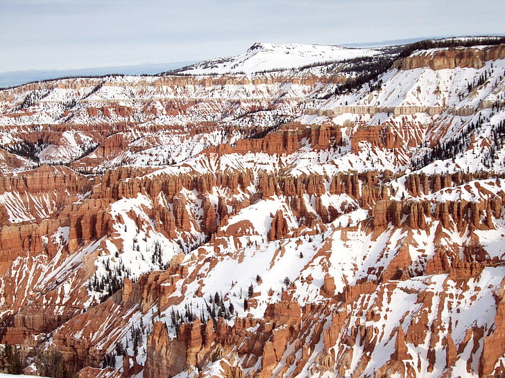 Scenic, amphithéâtre, neige, hiver, paysage, Cedar breaks national monument, Utah
