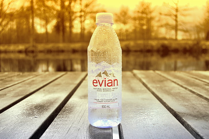 Evian, vann, fortsatt, drikke, Sverige, Bridge, utendørs