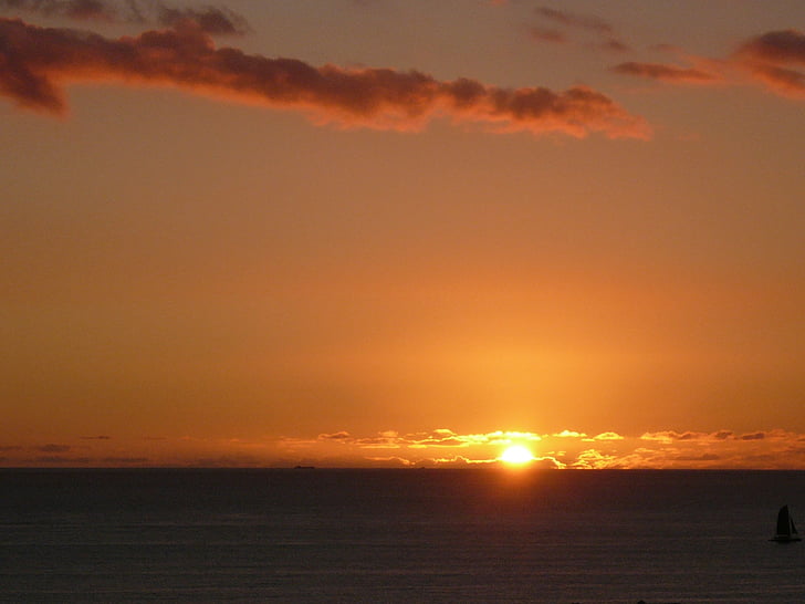 Hawaii, Waikiki beach, Sunset, loma, Sea, Luonto, Sun
