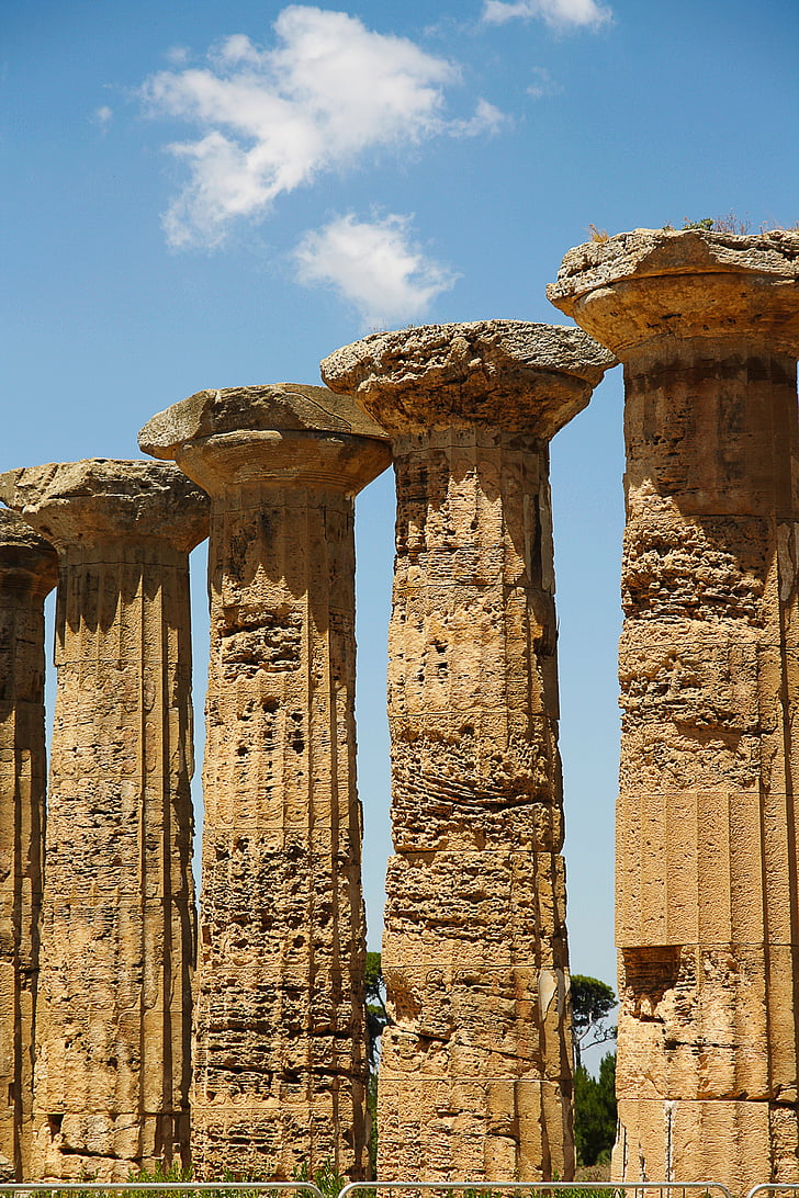 kolonnas, Selinunte, Sicīlija, svētku dienas, ainava, arhitektūra, vēsture