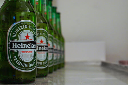 sör, Heineken, zöld, ital, iszik, puha, friss