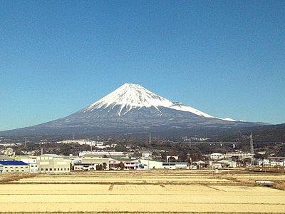 Gunung fuji, Jepang, Gunung, pemandangan, langit, Harumi, awan tiada
