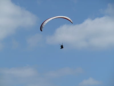 sky, clouds, paragliding, slope, glider, summer, fly