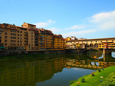 Ponte vecchio, Florenţa, cer, puncte de interes, Arno, Italia