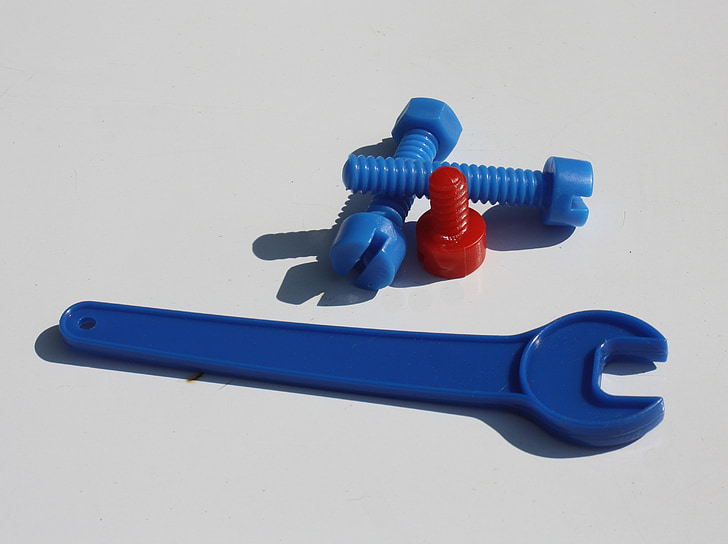 parafuso, ferramenta, Kit de, colorido, azul, brinquedos, plástico
