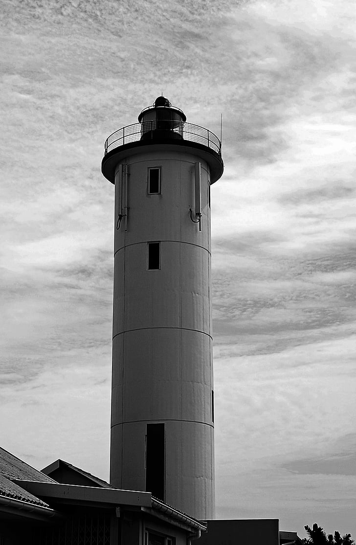 lighthouse, nautical, beacon, tall, light, warning, clouds