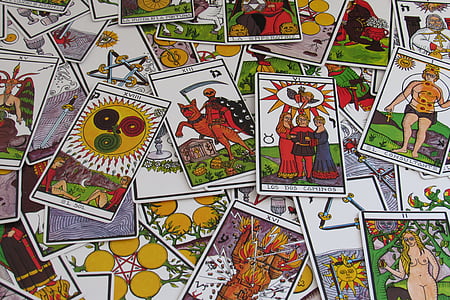 letters, fortune telling, card games, tarot
