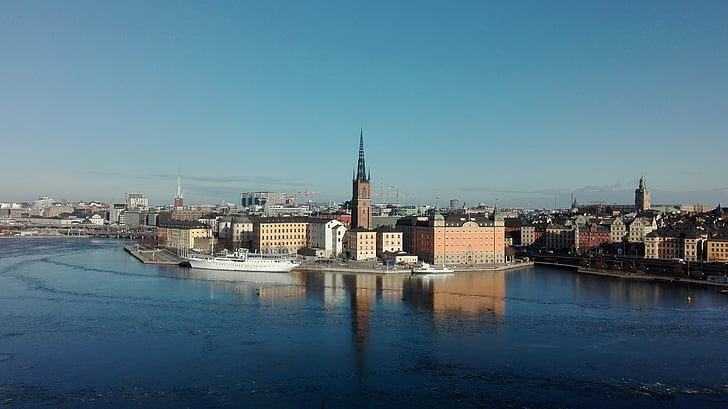 Stockholm, Swedia, Kota, Skandinavia, laut, kapal, langit