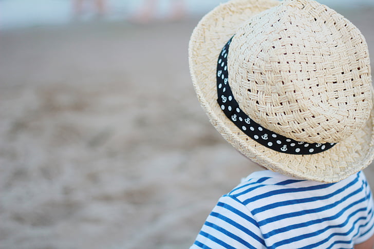 plaža, djeca, sretan, Hotel, kao dijete, šešir, ljeto