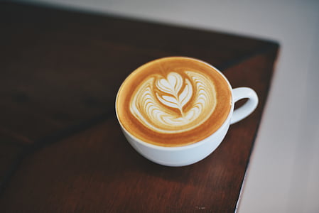 kunst, Blur, morgenmad, koffein, cappuccino, close-up, kaffe drik