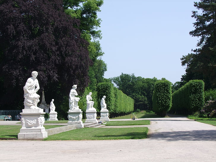 castle park, düsseldorf, benrath, statues, park, schlossgarten, sculpture