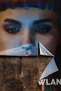 woman, eyes, face, mute, poster, sad, human