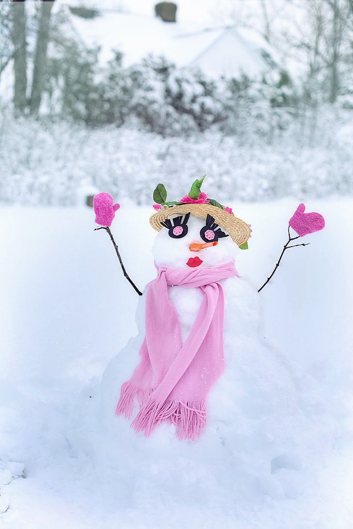 snow woman, snowman, snow, winter, cold, fun, woman