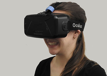 sieviete, VR, virtuālā realitāte, tehnoloģija, virtuālās, realitāte, ierīce