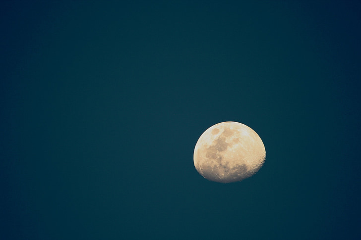 mesiac, polovica, voskovanie, svetlo, svetlé, nebesá, Sky