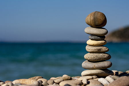 Sassi, havet, makro, färger, stenar, balans, sten