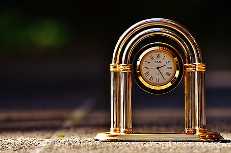 rellotge, rellotge de caixa, decoratius, punter, temps, rellotge de tauleta, d'or